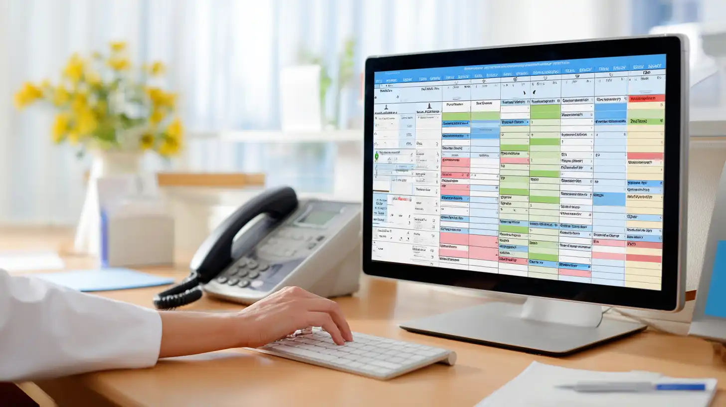 Agenda do consultório organizada na tela do computador